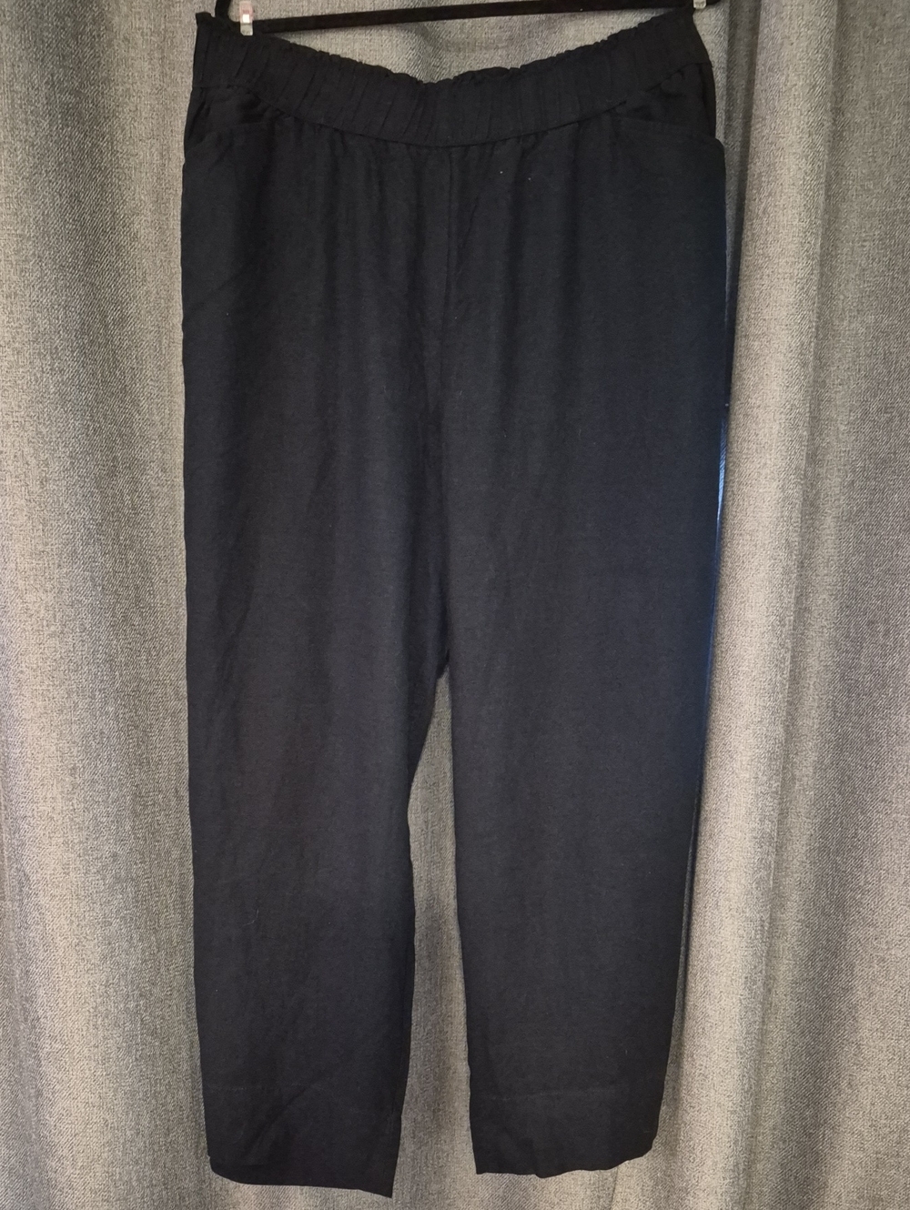 Penningtons Black Ladies Linen Wide Leg Pants With Side Pockets